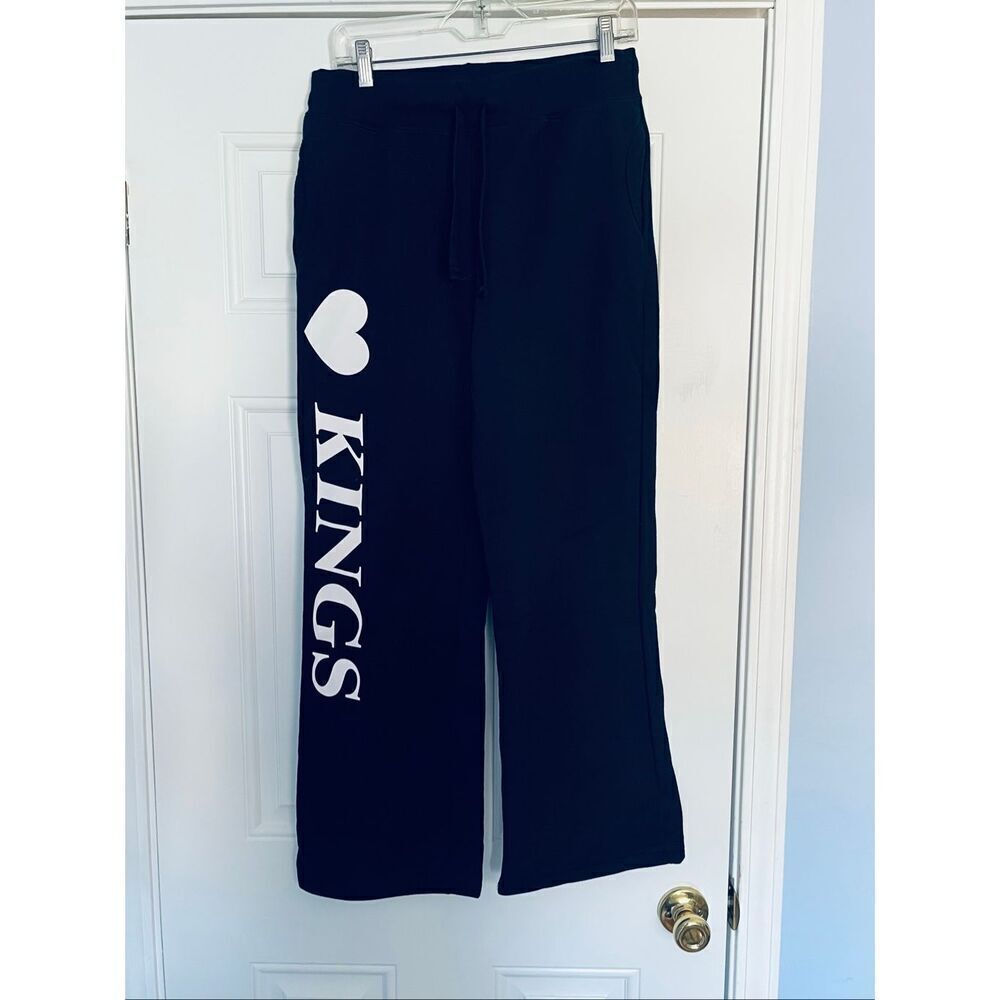 NWOT Gildan Women's Size Large Black LA Kings Hockey Sweatpants Ankle Length
